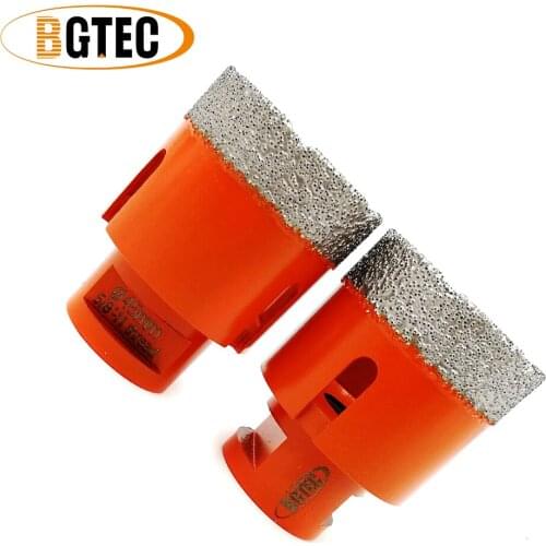 BGTEC 2pc 45mm Vacuum Brazed Diamond Porcelain Ceramic Tile drill bit granite marble Diamond drilling core bit Hole Saw Crown