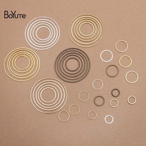 BoYuTe (100 Pieces/Lot) 8 Sizes Metal Brass Hoop Rings Earring Accessories DIY Handmade Jewelry Materials Wholesale