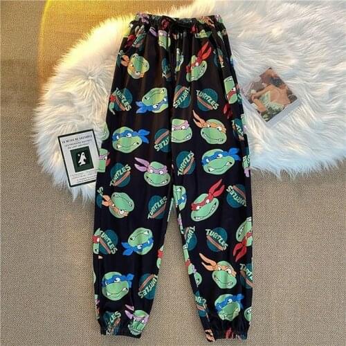 Ankle Length Pants Women Summer Funky Street Dance Harajuku Cartoon Turtle Trousers Graffiti Straight Leg Sweatpants Harem Pants