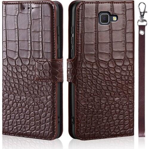 Flip Phone Case for Samsung Galaxy J5 Prime G570 SM-G570F Cover cases Crocodile Texture Leather Luxury Coque Wallet Card Holder