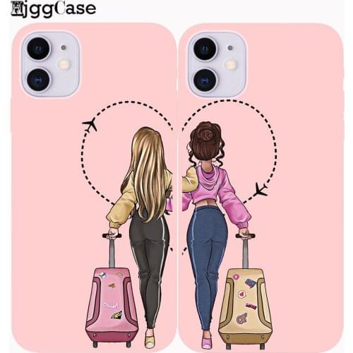 Girls Bff Best Friends Forever Pink Soft silicone Phone Case For iPhone Xs 6 6S 7 8 Plus X XR XS MAX 11 Pro Max Back Cover Coque