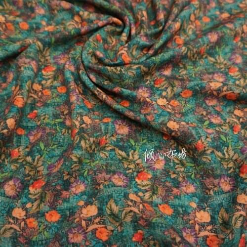 FLOWERS twill cotton Satin silk fabric Satin de soie Satén шелк hanfu cloth DIY patchworkbag