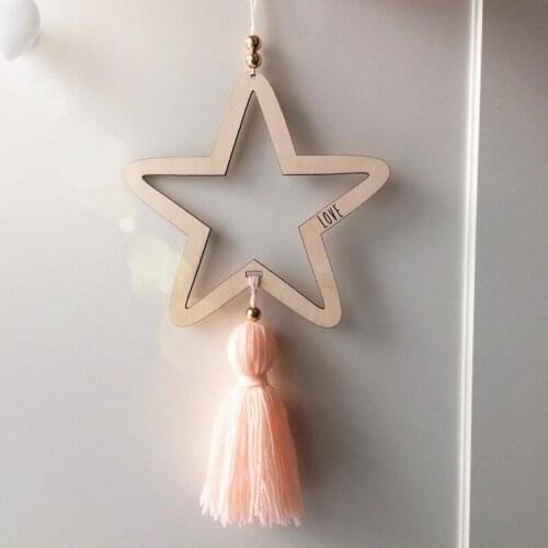 Nordic Style Wooden Star Wind Chimes Kid Home Decoration Accessories Art Wall Hanging for Girls Living Room Toddler DreamCatcher