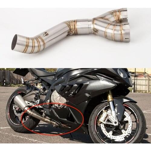 60mm Motorcycle Mid Link Pipe Delete Catalyst Slip On 61mm Mufflers Stainless Steel for BMW S1000RR 2010-2014 S1000R 2010-2016