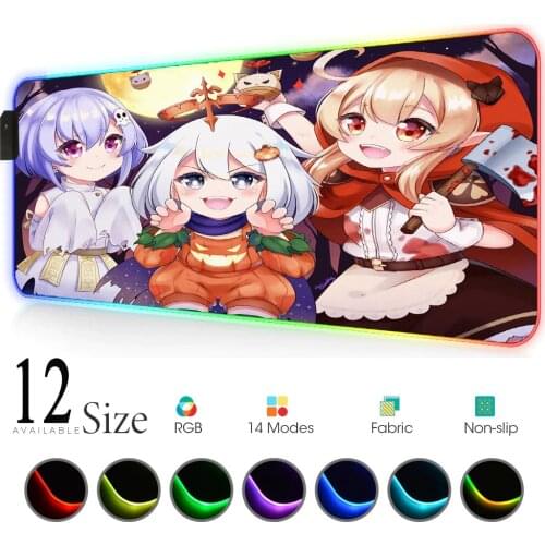 Genshin Impact Gaming Mouse Led Mouse Pads Computer Desk Gamer Girl Desk Accessories Mousepad Rgb Pc Gamer Complete Gloway