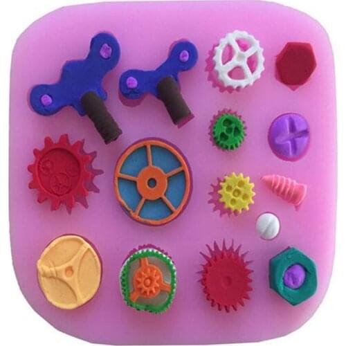 DIY Tools about The steam age Gear Screw Hardware Liquid Silicone Cake Mold/Pastry Mould/Jello Pudding/Chocolate Molds/Ice Cube
