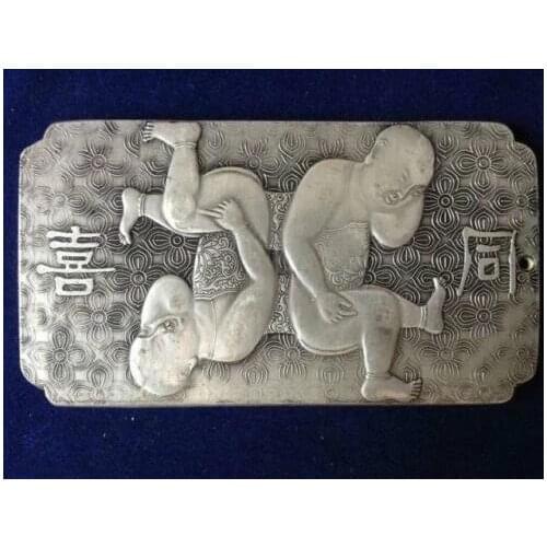 Chinese Old Tibet Silver amulet Bullion statue thangka netsuke