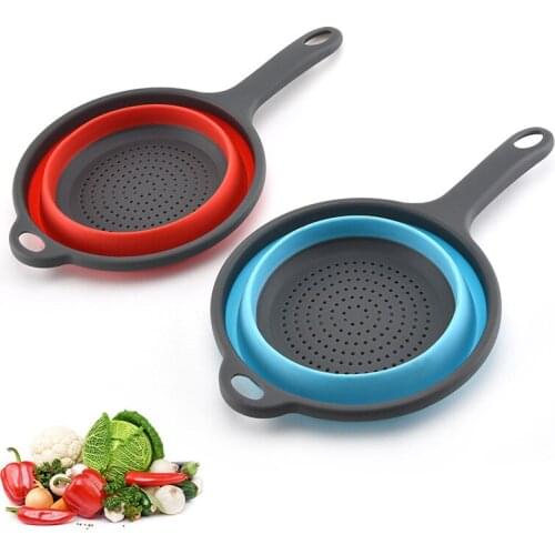 Kitchen Accessories Foldable Drain Basket With Handle Colander Fruit Vegetable Washing Basket Strainer Collapsible Drainer Tools