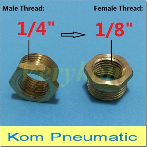 Verykom Pneumatic 100pcs/lot Brass Reducer 1/4" BSP Male To 1/8" BSP Female Reducing Bush Adapter Fitting Gas Air Water Fuel