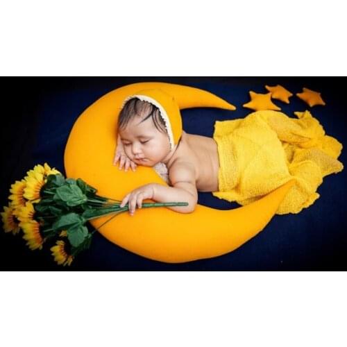 Moon Pillow Newborn Photography Props Accessories Baby Headrest Hat Stars Set Studio Baby Photo Shooting Theme Accessories