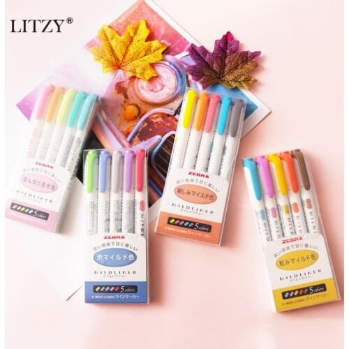 Japanese Zebra Mildliner Set Mild Liner Double Headed Highlighter Pen Drawing color Art Marker Pens Scribble Stationery Gift