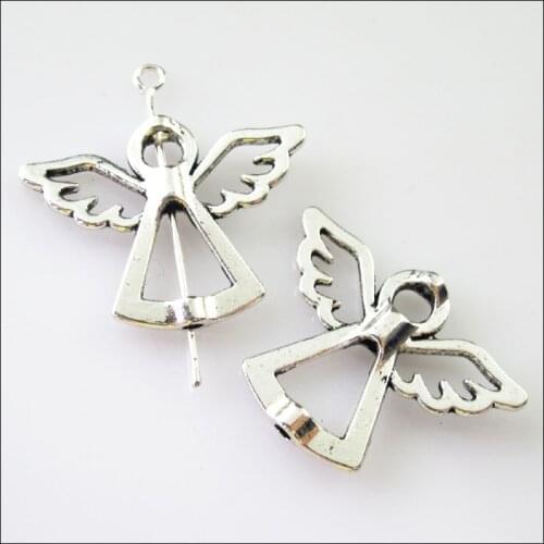 New 12Pcs Tibetan Silver Angel Wings Spacer Frame Beads Charms 22x29mm