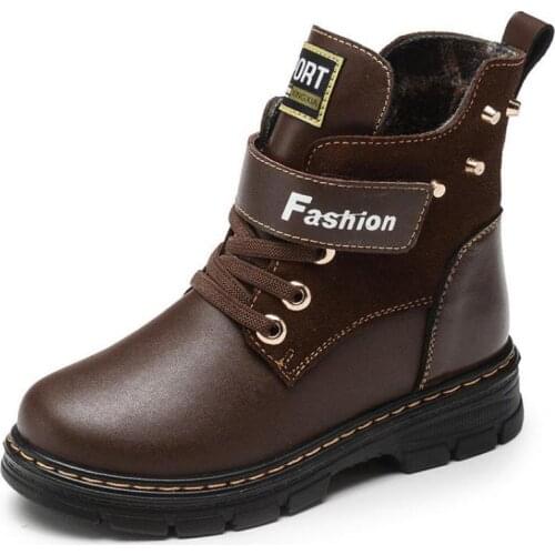 New Kids Boots Winter Mid-calf Waterproof Boots For Boy Girl Fashion Casual Outdoor Shoes Leather Warm Martin Boot For Children