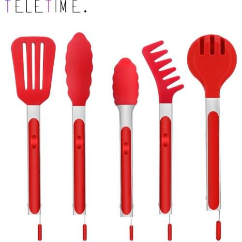 Food Clip Silicone Home Restaurant Buffet Baking Hot Pot Barbecue Fried Steak Spaghetti Stainless Steel Food Clip Kitchen Tools