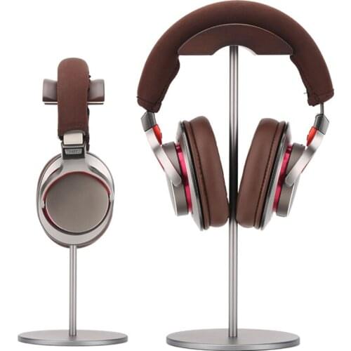 Headset Stand Black Walnut Wood & Aluminum Nature Walnut Gaming Headphone Holder with Solid Metal Base for Table Desk Display