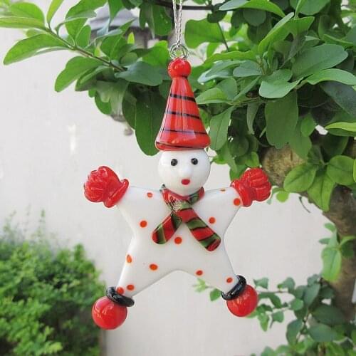Christmas Tree Hanging Glass Santa Claus Snowman Figurine Pendant Birthday Xmas Creative Gift For Kids Home Decor Accessories