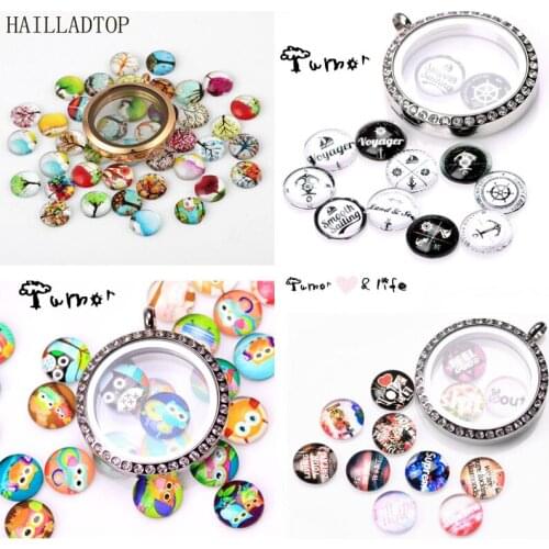 Floating Locket Charm Newest Living Glass Locket Birthday Gift Round Birthstone For Memory Locket Tree Owl Anchor Letter Charms