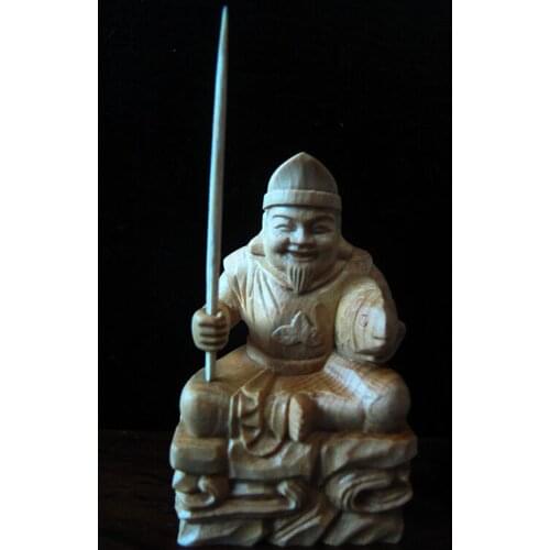 QH016 - 6*3.5*3.5 CM Hand Carved Boxwood Carving : Ebisu Fishman