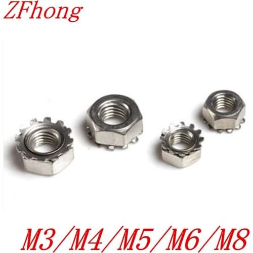M3 M4 M5 M6 M8 Stainless Steel A2 Keps nut Multi tooth K-type gear toothed lock nut, Inch Thread, SUS 304 K nut
