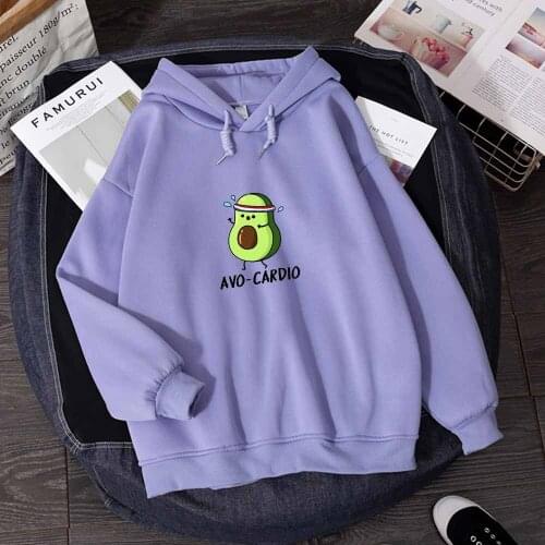 Kawaii Hoodie Oversized Hoodie Sweatshirt Cute Avocado Cartoon Print Harajuku Long Sleeve Korean Fashion Clothing Pullovers