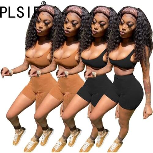 Simple Pure Color Deep V Neck Sleeveless Crop Top And Leggings 2 Pieces Set Casual Sexy Tight Tracksuits