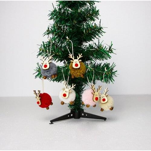 2PCS Christmas Christmas Tree Decorations Small Accessories Fabric Christmas Deer Plush Doll Hanger Christmas Small Gift