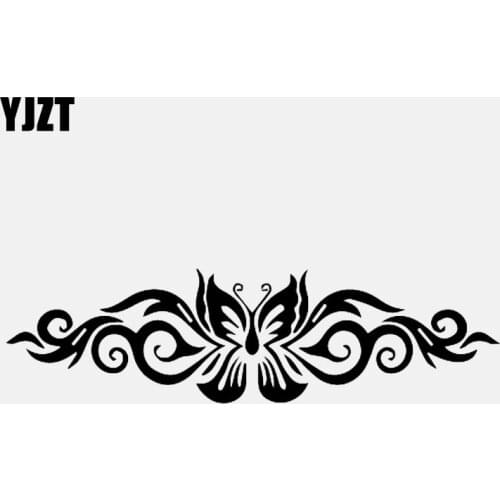 YJZT 17.4CM*4.8CM Butterfly Car Sticker Vinyl Decal Tribal Tattoo Black/Silver C24-0385