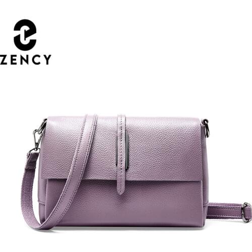 Zency 2021 First Layer Cowhide Female Luxury Shoulder Bags Lady Retro Fashion Flap Crossbady Small Handbag Simple Classic Purse