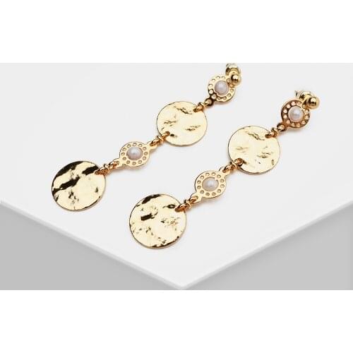 RISPADA Gold Colour Pearl Layering Drop Earrings for Women