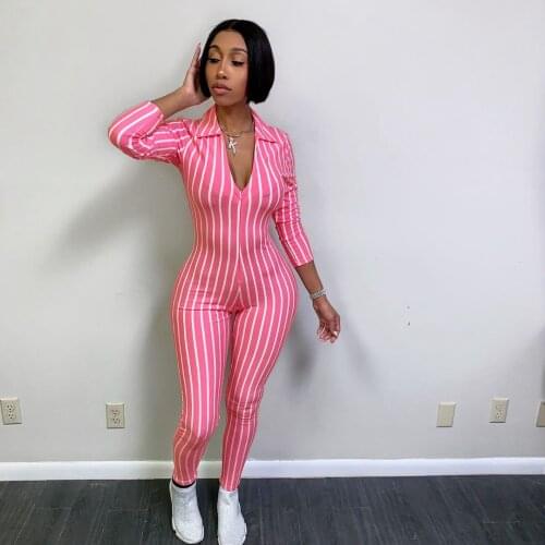 Striped Jumpsuit Pink Black Romper Women Combinaison Femme Summer Sexy overalls Roupas Feminina salopette femme party jumpsuits
