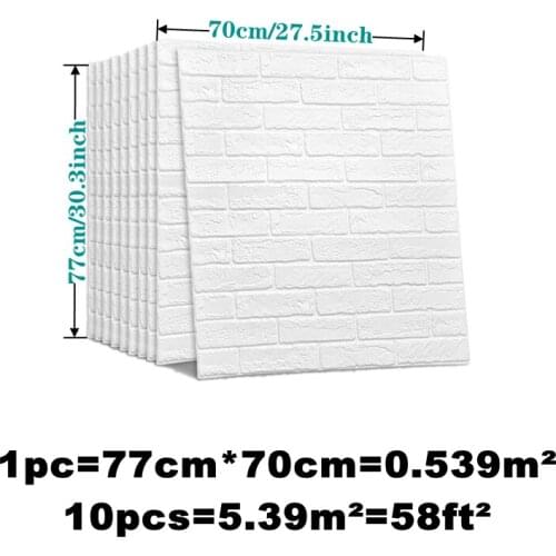 10pcs 3D 77*70cm Wall Sticker Classic Brick Grain Wallpaper Sticker Thick 6MM Wall Sticker for Living Room Bedroom TV Wall Decor