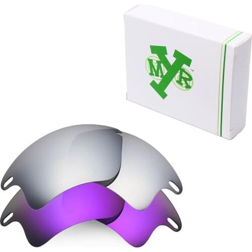 2 Pairs Mryok POLARIZED Replacement Lenses for Oakley Fast Jacket XL Sunglasses Silver Titanium & Plasma Purple
