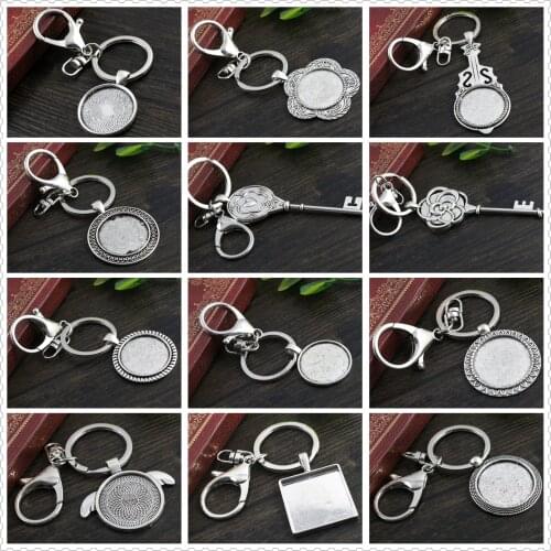 25mm Inner Size Antique Silver Plated Cameo Setting Base;Handmade Cameo Setting, Metal Key Chains Accessor
