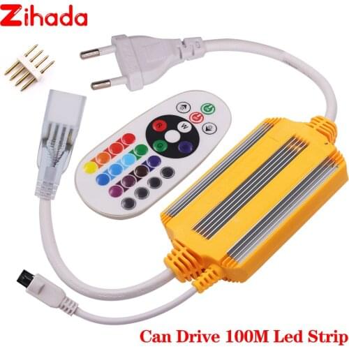AC 220V Waterproof 24key IR Remote Controller 1500W For 5050 2835 RGB LED Strip Neon Light With EU Plug