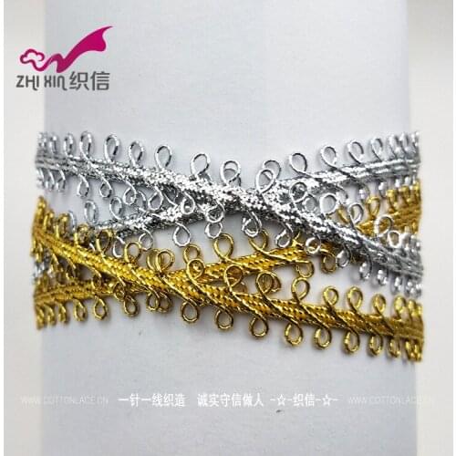 50Meters 10mm DIY Clothes Accessories Dentelle Gold Curve Lace Trim Sewing Lace S Shaped Silver Centipede Braided Lace Ribbons