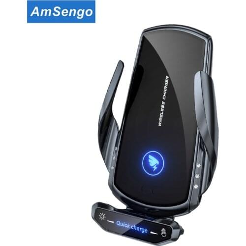 Amsengo Qi Wireless Charger Phone Holder For iPhone 12 11 Mini 8 Samsung Huawei Xiaomi Automatic Quick wireless chargers For Car