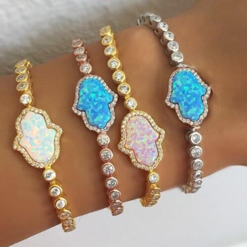 Silver gold rose gold color blue fire opal Gem fine jewelry delicate tennis chain top quality 925 sterling silver bracelets