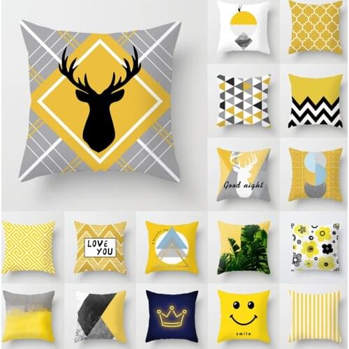 Nordic Geometric Yellow Pillowcase 45X45CM Modern Fashion Simple Sofa Cushions Case Livingroom Decorative Throw Pillows Cover