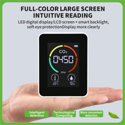 Indoor Air Quality Monitor Lcd Digital Co2 Air Quality Meters Real Intelligent CO2 Infrared Sensor Air Carbon Dioxide Detector