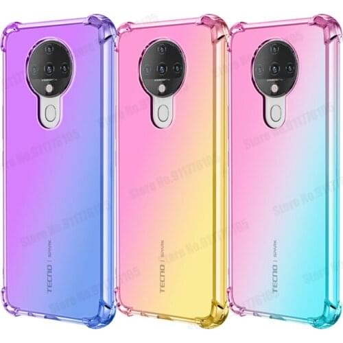 Gradient Transparent Phone Cover For TECNO Spark 6 GO 2020 5 4 Soft TPU Cover For Camon 15 Air 12 Ultra Thin Airbag Phone Case