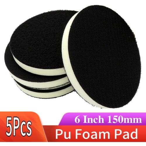 5PCS 6 Inch 150MM PU Foam Interface Pad Medium Density Hook & Loop Sander Backing Pad Polishing Pad Power Tools Parts