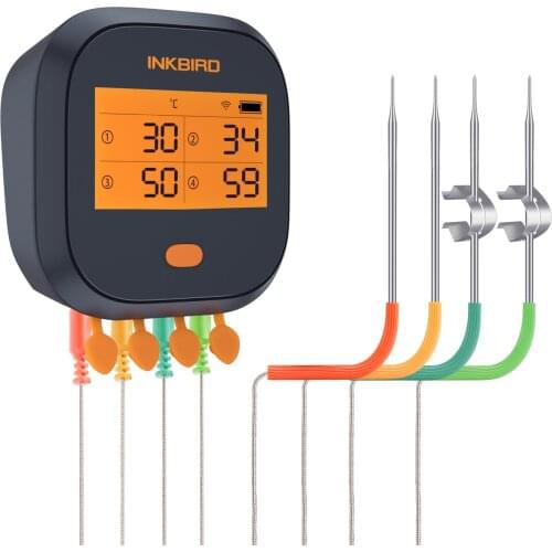 Inkbird IBBQ-4T WIFI Calibrable Magnetic BBQ Food Thermometer Temperature Graph & Calibration with 4 Stainless Steel Probes