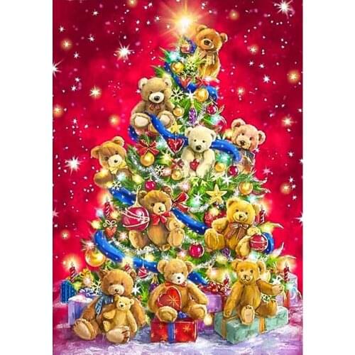 Full square/round 5D DIY diamond painting Christmas Tree Bear Embroidery Pattern resin Cross stitch kit mosaic room decor gifts