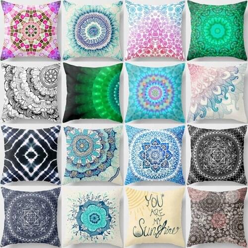 You are my sunshine mandala flowers pattern pillow cases short velvet high quality square thick pillow case covers 45cmby45cm