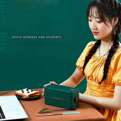 Nordic Style Double-Layer Japanese Lunch Box Net Red Childrens Lunch Box Plastic Storage Box Food Picnic Portable Storage Box