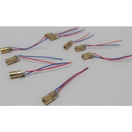 Laser tube Copper head 6MM outside diameter lamp beads laser diode Red dot module 3V 10pcs