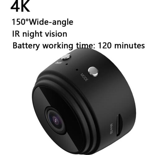 Mini Camera 4K Wifi Camera Night Vision Micro Cam 150°Wide-angle Webcam Motion Detection APP Remote Control Camera For 128GB