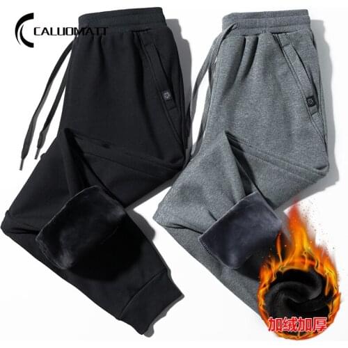 Fashion Mens Plus Velvet Sweatpants 2020 Autumn Winter Men Harem Pants Fitness Joggers Workout Trousers Casual Cotton Warm Pants