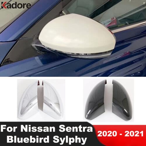 Rearview Mirror Cover Trim For Nissan Sentra Bluebird Sylphy Almera 2020 2021 Carbon Fiber Side Door Mirrors Covers Car Styling