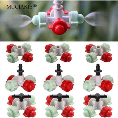 MUCIAKIE 5PCS 22L/h 180 Degrees Cross Misting Nozzles Cooling Watering Irrigation Sprinklers Flowers Plants Micro Fine Spray